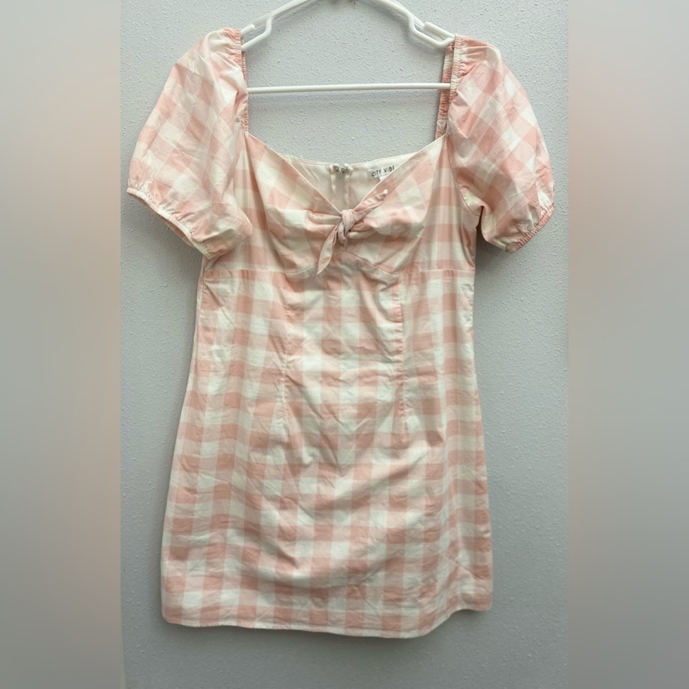 Size 11 City Vibe pink and white gingham dress.